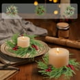 thumbnail image 7 of Christmas Decoration Wreath Candle Candlestick Wreath Decoration Ring Table Setting Ornaments Wine Bottle Decoration, Faux Green Wreath for Holiday Home Decor, 26cm, 7 of 7