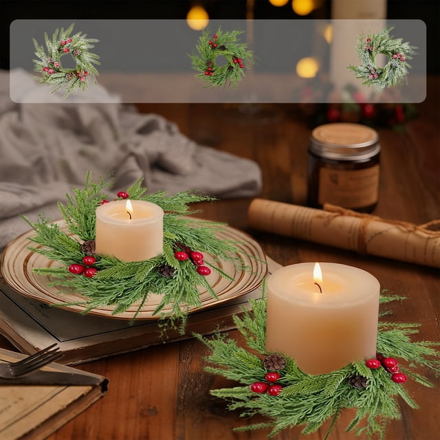 mfyjkho Corona navideña con forma de vela para decorar la mesa, adorno navideño de plástico, 1 unidad