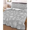 thumbnail image 3 of Quilts Twin Size, Nautical Grey Soft Comforter Bedding Set for Bed, Retro Sailing Boat Map Anchor Rudder Lightweight Quilted Bedspread with Pillow Cover(2 Pieces) for All Season, 68x86 Inch, 3 of 6
