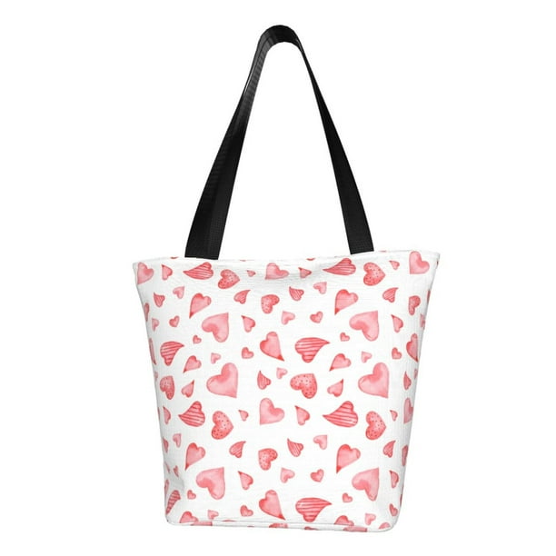 Fotbe Hearts Bolsa de Playa con Estampado, Bolsa de Hombro, Bolsa de Mano Espaciosa, Bolsa de Viaje Ligera, Bolsa de Compras Versátil