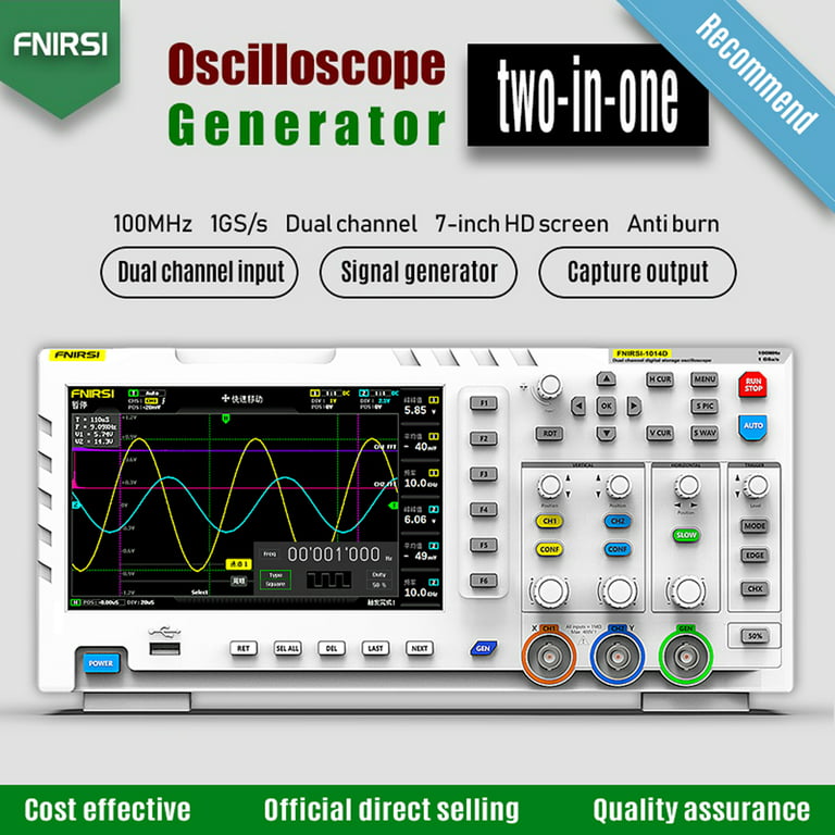 Osciloscopio Digital portátil de FNIRSI-1014D, 7 pulgadas, TFT, 2