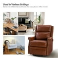 thumbnail image 7 of Genuine Leather Swivel Rocker Recliner Wingback Transitional Set of 2 Brown, 7 of 7