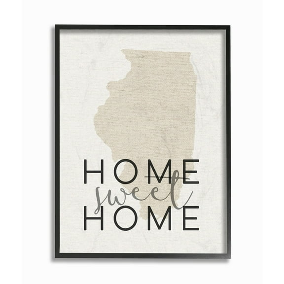 Stupell  Home Sweet Home Illnois Typography Framed Giclee Texturized Art 11 x 14
