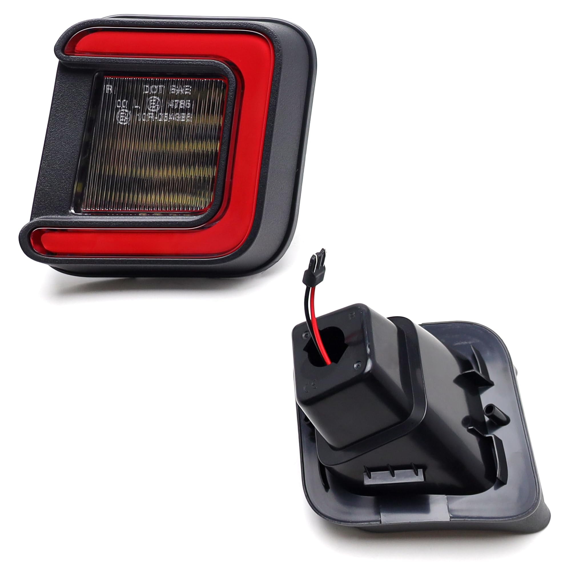 Xenon White 18-SMD Full LED License Plate Light Kit w/ Accent Brilliant Red C-Ring Decoration For Dodge 2003-18 RAM 1500 2500 3500, 19-up Classic RAM