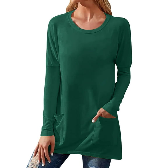 Baberdicy Women's T-Shirts Womens Long Sleeve Sweatshirts Color Block Crewneck Sweaters Tunic Tops Womens Tops Army Green