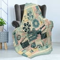 thumbnail image 3 of Ambesonne Cinema Lover Fleece Throw Blanket Movie Themed Modern 50"x60" Almond Green Blush Peach, 3 of 5