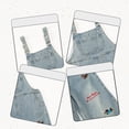 thumbnail image 5 of Coerni Girls Denim Overalls Kids Sleeveless Wide Leg Jumpsuit Bib Overall with Pockets Vintage Patchwork Preppy Trendy Bib Romper, 5 of 7