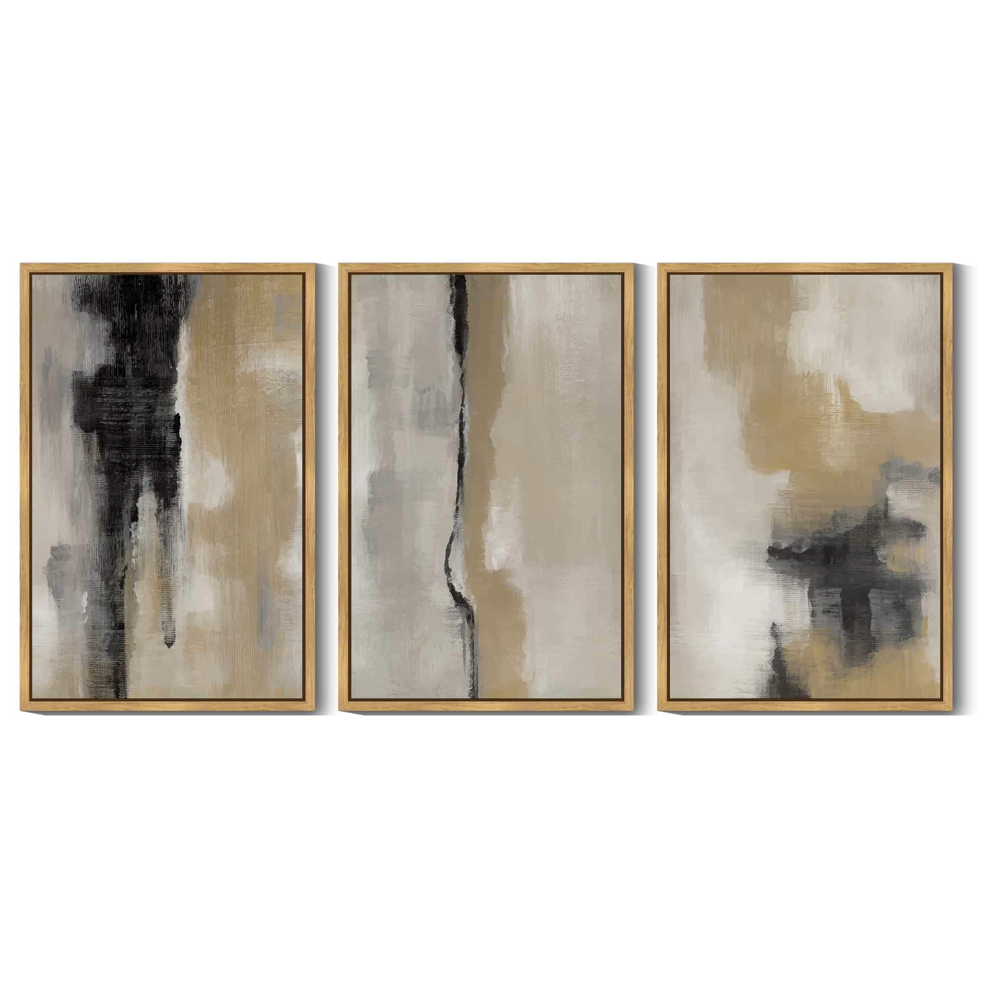 Drsoum Abstract Wall Art 16x24in3pcs Natural Framed Color Block Artwork for Office Hallway Bedroom