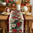 thumbnail image 4 of Burlap Table Runner 70 Inches Long,Christmas Poinsettia Fir Leaves Non-Slip Kitchen Table Runners for Dining Room Everyday Use Party Table Decorations Snowflakes Red Plaid Retro Linen, 4 of 9
