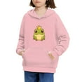 thumbnail image 3 of Xoenoiee Long Sleeve Hoodies Cartoon Frog Pink Pattern Pullover Sweatshirt Hooded Sportwear for Kids with Front Kangaroo Pocket Fall Winter Clothing, M, 3 of 7