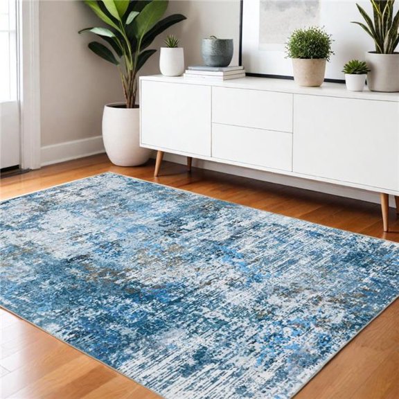 HomeRoots 574991 4 x 6 ft. Abstract Distressed Rectangle Area Rug, Ivory