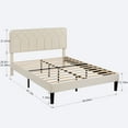 thumbnail image 4 of VECELO Queen Size Bed Frame with Adjustable Headboard, Upholstered Platform Bed Frame with Wooden Slats Support, No Box Spring Needed, Beige, 4 of 14
