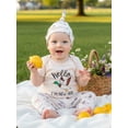 thumbnail image 4 of BemeyourBBs Hello I'm New Here Newborn Baby Boys Come Home Outfit Mallard Duck Embroidery Short Sleeve Romper with Pants Hat Cute Infant Summer Clothes, 4 of 9