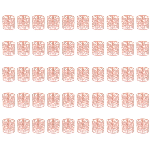 Uxcell 50Pcs Candle Wraps, Laser Cut Votive Candles Holder Wraps for LED Tealight Candles, Tea Light Wrap Lampshade for Elegant Festival Birthday Wedding, Heart Design Pink