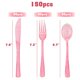 thumbnail image 2 of Juego de cubiertos joy akkess de plástico rosa, 150 piezas, 50 tenedores, 50 cuchillos, 50 cucharas, 2 of 7