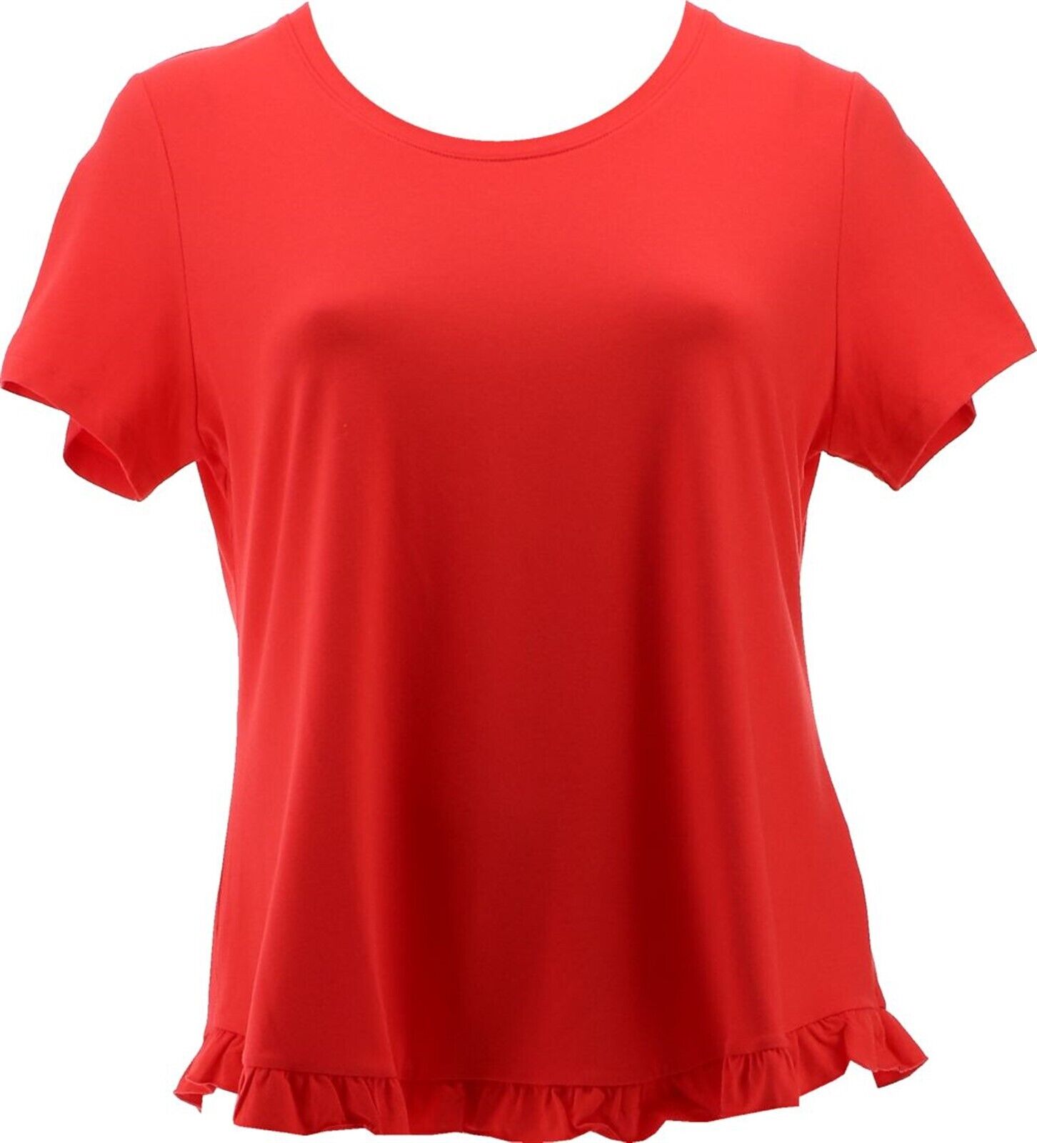 Isaac Mizrahi Scoop Neck Curvd Ruffle Hem Knit Top Women's A378050 ...