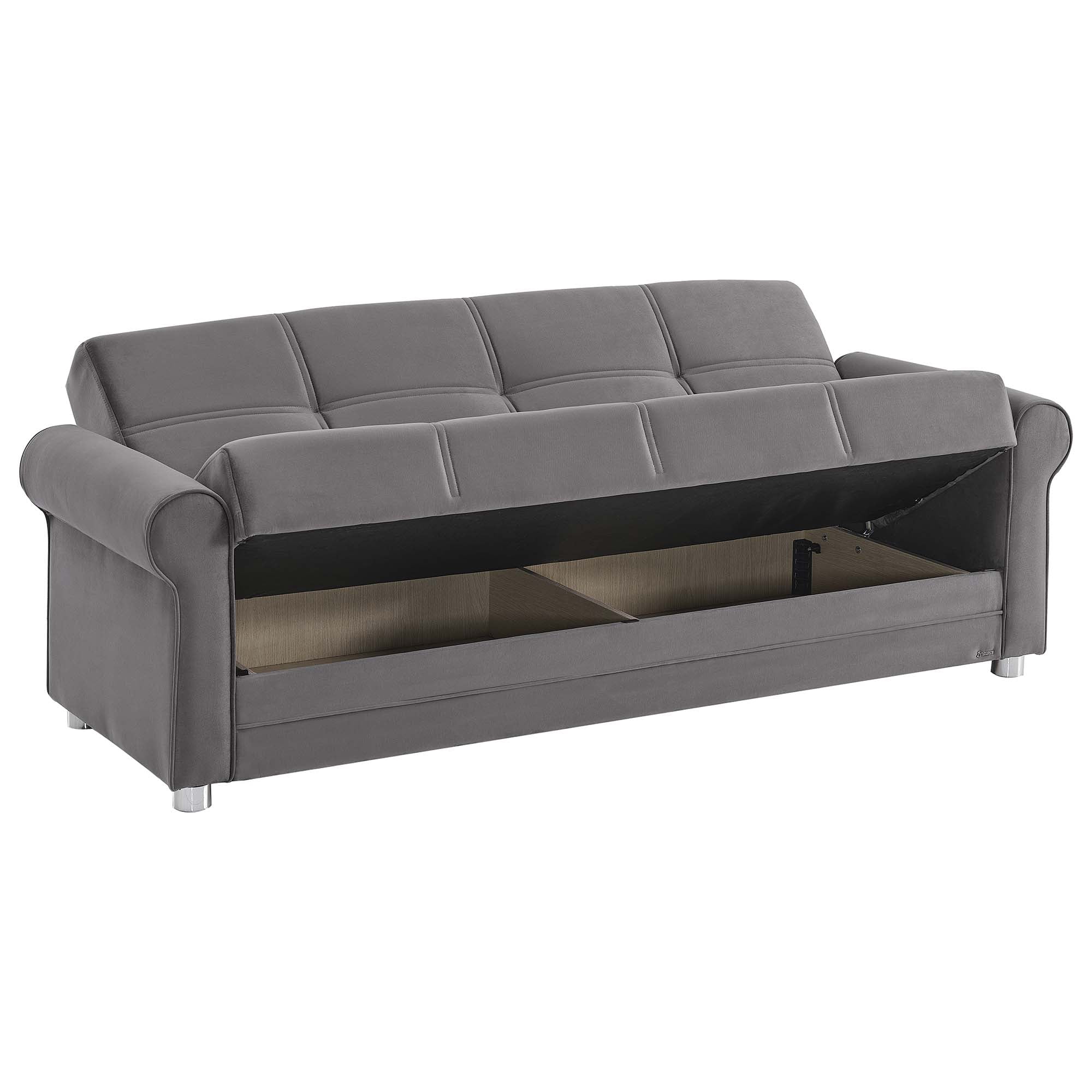 Ottomanson Convertible Sleeper Sofa Bed with Hidden Storage, Firm Comfort Couch, Gray