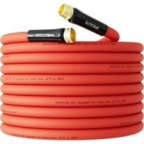 SPECILITE Red Rubber Hot Water Hose 5/8" x 50 ft,Heavy Duty Garden Hose -50℉-190℉,Flexible & Lightweight Rubber Hoses with 3/4" Brass Fittings