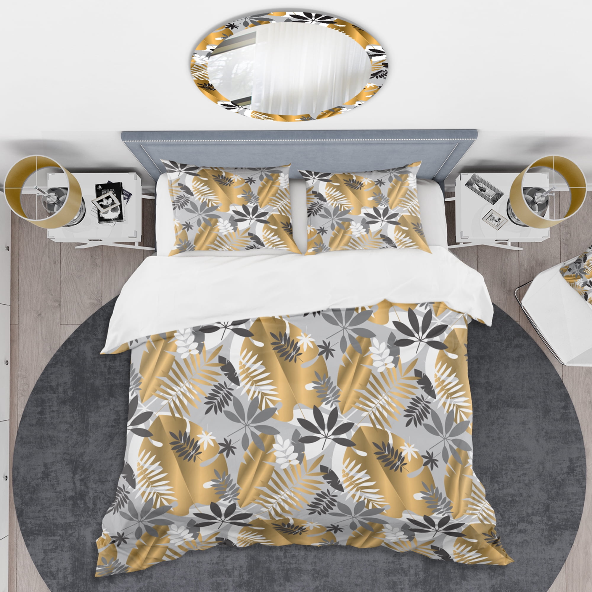 Designart 'Geometric luxury jungle foliage pattern' Mid-Century Modern Duvet Cover Set