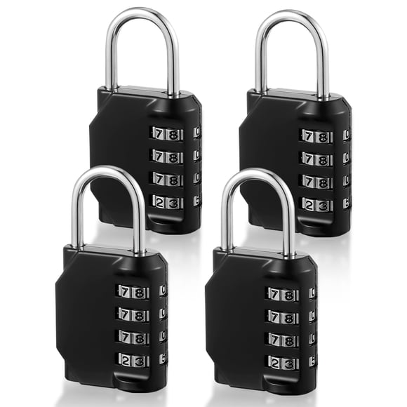 ziyahi 4 Pieces 4 Digit Padlock Metal Home Office Dorm Door Cupboard Dresser Travel Luggage Combination Password Safety Locks Silver