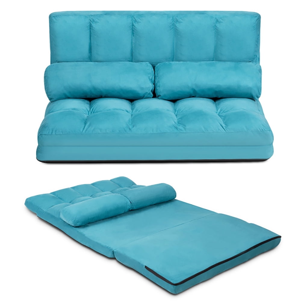 Finihen Fold Sofa Bed Couch, 6-Position Foldable Floor Sofa Bed with Detachable Cloth Cover, Blue Finihen Fold Sofa Bed Couch, 6-Position Foldable Floor Sofa Bed with Detachable Cloth Cover, Blue