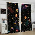 thumbnail image 4 of Pink Space Curtains, Cartoon Spaceships Planets Rockets Yellow Pink Stars Print Window Drapes Curtains for Kids Boys Girls Bedroom Living Room, 84" W X 84" L, 4 of 6