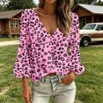 thumbnail image 5 of Lnmiateer Print V Neck Long Sleeve Tunic for Women Loose Fit Breathable Casual Trendy Streetwear Fashion Daily Blouse, 5 of 6