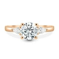 thumbnail image 2 of ESTE ORIGIN 2.1ctw Round Moissanite Pear Accent Trilogy Engagement Ring with Pear in 14K Rose Gold for Women – US 6., 2 of 7