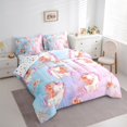 thumbnail image 3 of Homewish Cartoon Rose Unicorn 7-Piece Twin Bedding Sets for Kids Children Girls,Dreamy Princess Bedding Comforter Set,Gradient Pink Blue Breathable Sheet Sets,Microfiber Bedroom Decor,Reversible, 3 of 8