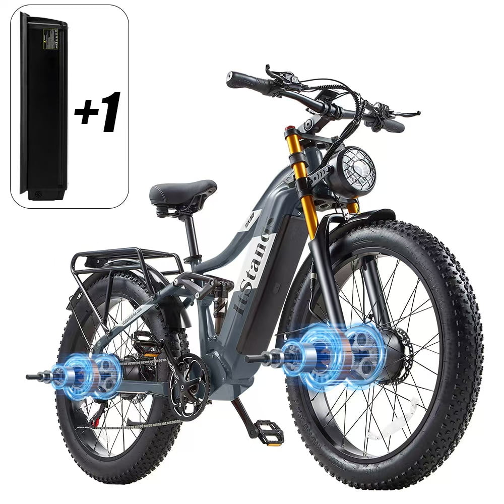 Dual Motors AWD 2000W E-Mountain Bike for Adult, UL2849 48V 60AH
