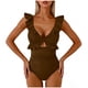 thumbnail image 4 of Trajes de baño para mujer, moda para mujer, color sólido, con cojín en el pecho y sin soporte de acero, traje de baño holgado con cordón dividido, trajes de baño para mujer, trajes de baño para mujer,, 4 of 6