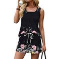 thumbnail image 6 of Sewkxo Two Piece Sets for Women Summer Lounge Short Sets Tank Square Neck Sleeveless Sweat Suit With Pocket,Black 2XL, 6 of 8