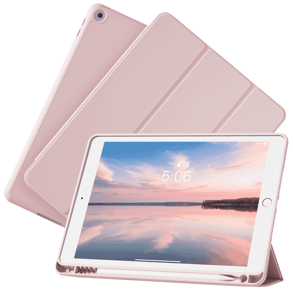 GKABXY iPad 10.2 Case for iPad 7th 8th 9th Generation Tablet Case New Upgraded 2nd Generation Ultra-resistant Soft Shell iPad Cover with Pencil Holder Work Travel, Pink