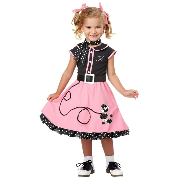 50's Poodle Cutie Girl's Halloween Fancy-Dress Costume for Toddler, 3T-4T