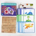 thumbnail image 2 of Bloques de ortografía de letras de madera Juego de rompecabezas Palabras en inglés Montessori Kits para niños JShteea libre de BPA, 2 of 9