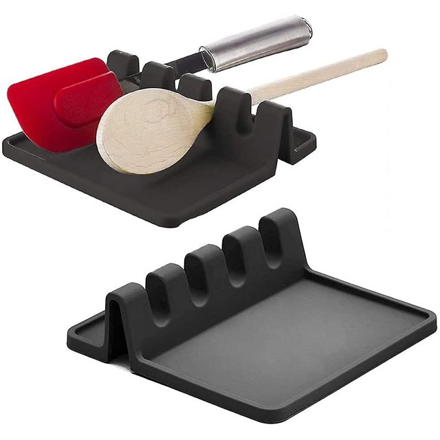 Bandeja Para utensilios de cocina Afortunado de silicona con bandeja antigoteo Reposacucharas antideslizante