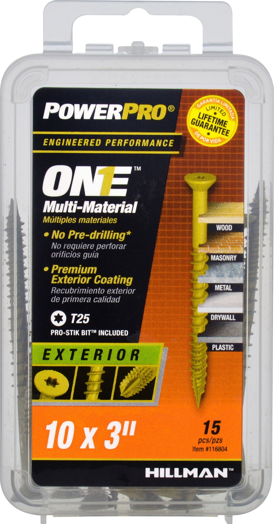(3 pack) Power Pro Exterior Multi-Material Screws, #10 x 3", Steel, Epoxy, Bronze, 15 pack