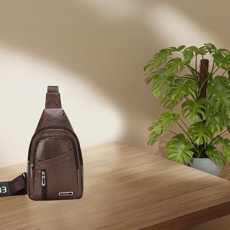 brown leather sling backpack Polare Full Grain Cross Body Bag Chest Bag Outdoor Camping Tactical Daypack Dark Brown(updated Version) Cocoa gift wrap with ribbon. Genuine Leather Small Sling Bag