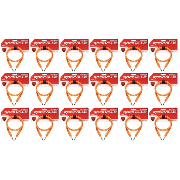 18 Rockville RCTR103O Orange 3' 1/4'' TRS to 1/4'' TRS Cable 100% Copper