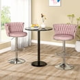 thumbnail image 6 of Lamerge Bar Stool Set of 2, Velvet Swivel Bar Chairs Counter Height Barstools with Back & Footrest, Adjustable Counter Stools Island Chairs for Kitchen, Bar, Dining Room， pink, 6 of 7