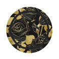 thumbnail image 3 of Roses Black And Golden Leaf Glitter 2-in-1 Foldable Picnic Blanket Tote Bag Shoulder Handbag, Large Circular Outdoor Mat for Beach Camping Park, 3 of 5