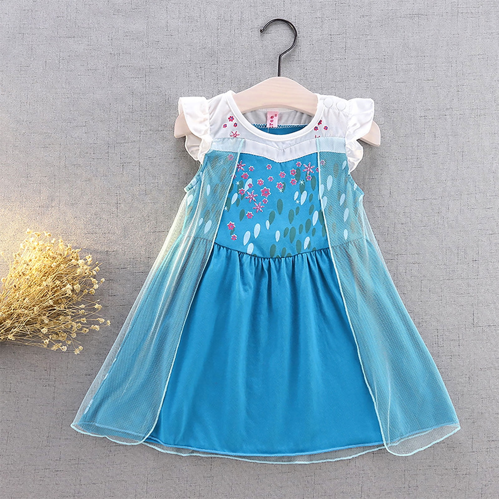 HenzWorld Little Girls Dresses Outfits Costume Snow Princess Birthday Party Halloween Cosplay Role Pretend Sequins 2-8 Years