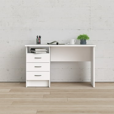 Tvilum Whitman 3 Drawer Office Desk with 1 Shelf for Adults, White