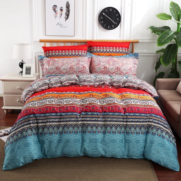 Swanson Beddings Colorful Boho Mandala Paisley 5-Piece Bedding Set: Duvet Cover, Pillowcases and Pillow Shams (King) (Comforter not included)