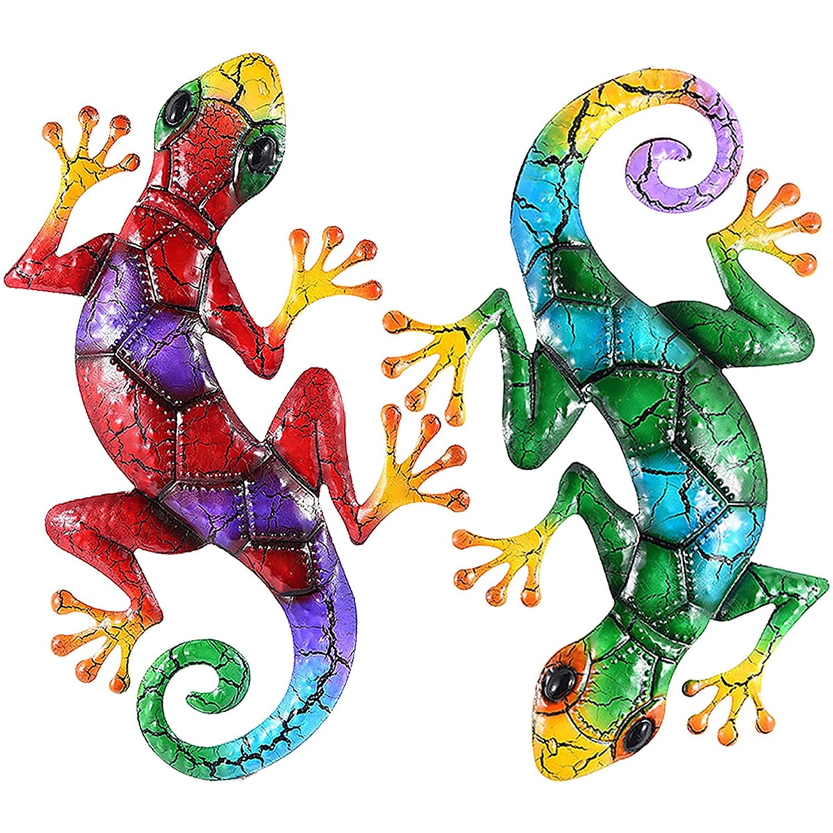 Large Colorful Metal Gecko Wall Art Sculpture Indoor-Outdoor Lizard Decor 30" H 