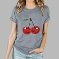 thumbnail image 3 of Women's Cherry Print T-Shirt Short Sleeve Crew Neck Tees Loose Fit Casual Summer Tops Summer Vacation Blouses, 3 of 4