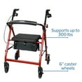 thumbnail image 4 of McKesson Rollator Walker with Seat and Wheels - Red, 300 lbs Capacity, 1 Ct, 4 of 11