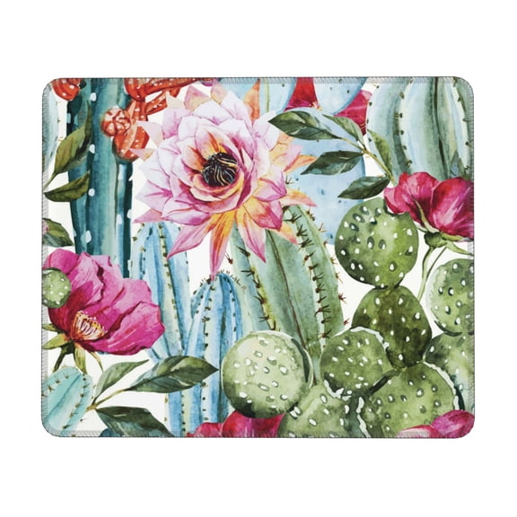 Watercolor Cactus Flower Floral Mouse Pad Non-Slip Rubber Gaming Mousepad Rectangle for Computers Laptop 7 x 8.6 in
