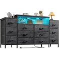 thumbnail image 1 of REKHHY 55" W Dresser for Bedroom with LED Lights & Charging Station 12 Drawer Dressers & Chests of Drawers Dresser TV Stand for Bedroom for Hanging 65" TV, Metal Frame & Fabric Drawers, Black, 1 of 9