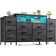 thumbnail image 1 of REKHHY 55" W Dresser for Bedroom with LED Lights & Charging Station 12 Drawer Dressers & Chests of Drawers Dresser TV Stand for Bedroom for Hanging 65" TV, Metal Frame & Fabric Drawers, Black, 1 of 9